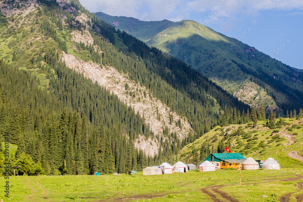 Yurt camp in Altyn Arashan village, Kyrgyzstan