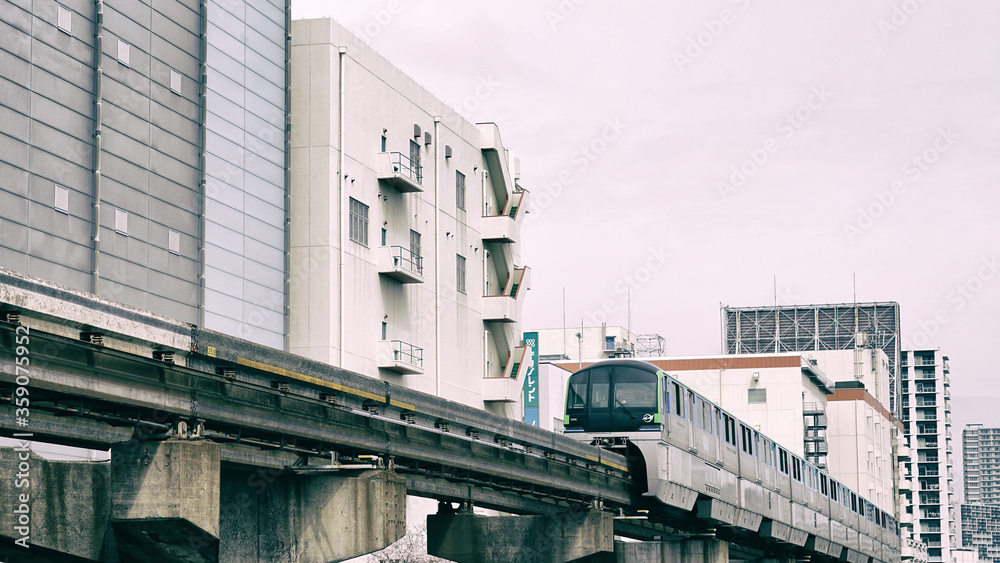 Tokyo blocks and Monorail. Tokyo - Japan. March 30, 2020
