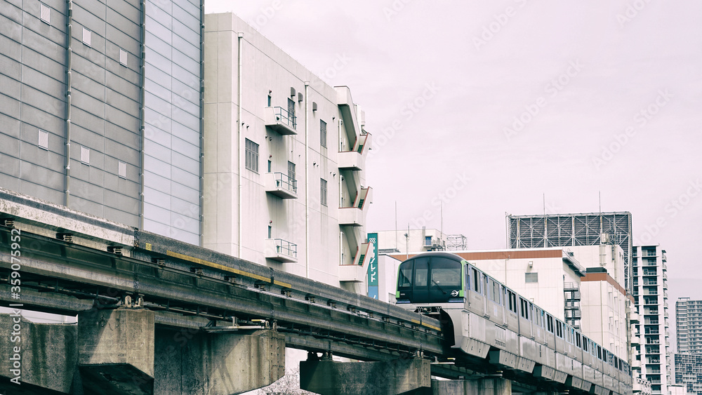 Tokyo blocks and Monorail. Tokyo - Japan. March 30, 2020 Tokyo blocks and Monorail. Tokyo - Japan. March 30, 2020