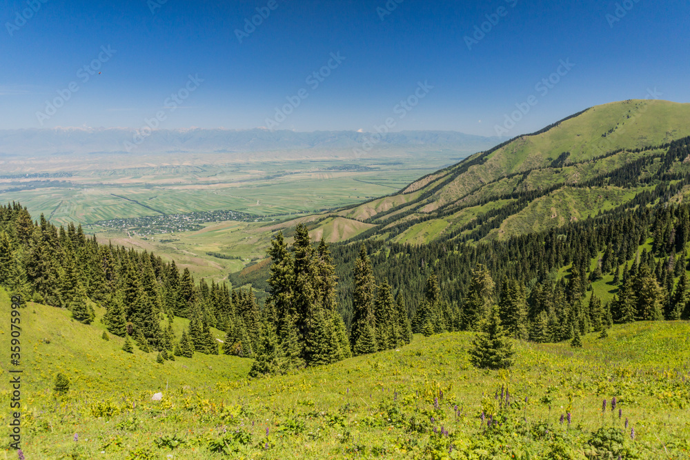 Mountains and Kerege Tash village near Karakol, Kyrgyzstan