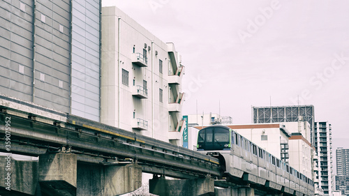 Tokyo blocks and Monorail. Tokyo - Japan. March 30  2020