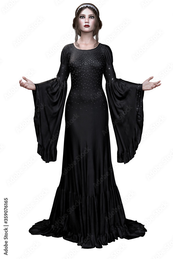 Caucasian Witch Woman, 3D Rendering, 3D illustration