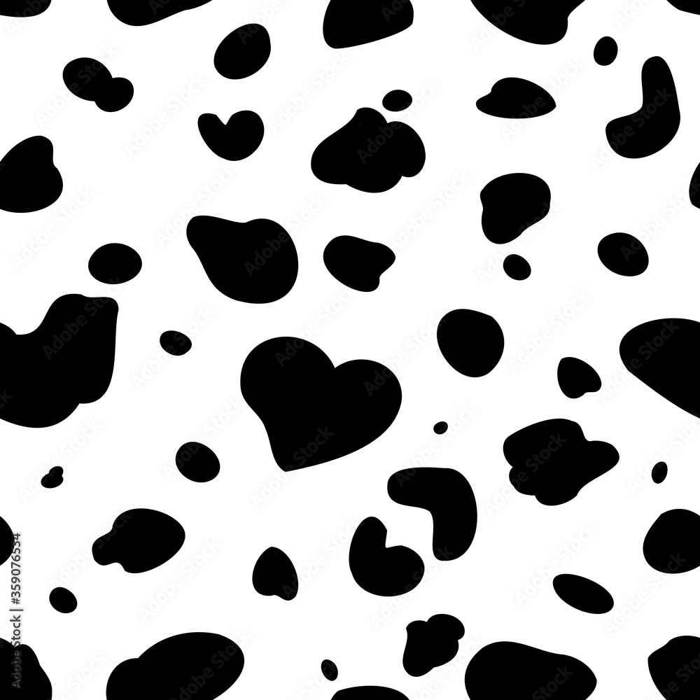 Dalmatian dog seamless pattern, black spot background, vector illustration Dalmatian dog seamless pattern, black spot background, vector illustration