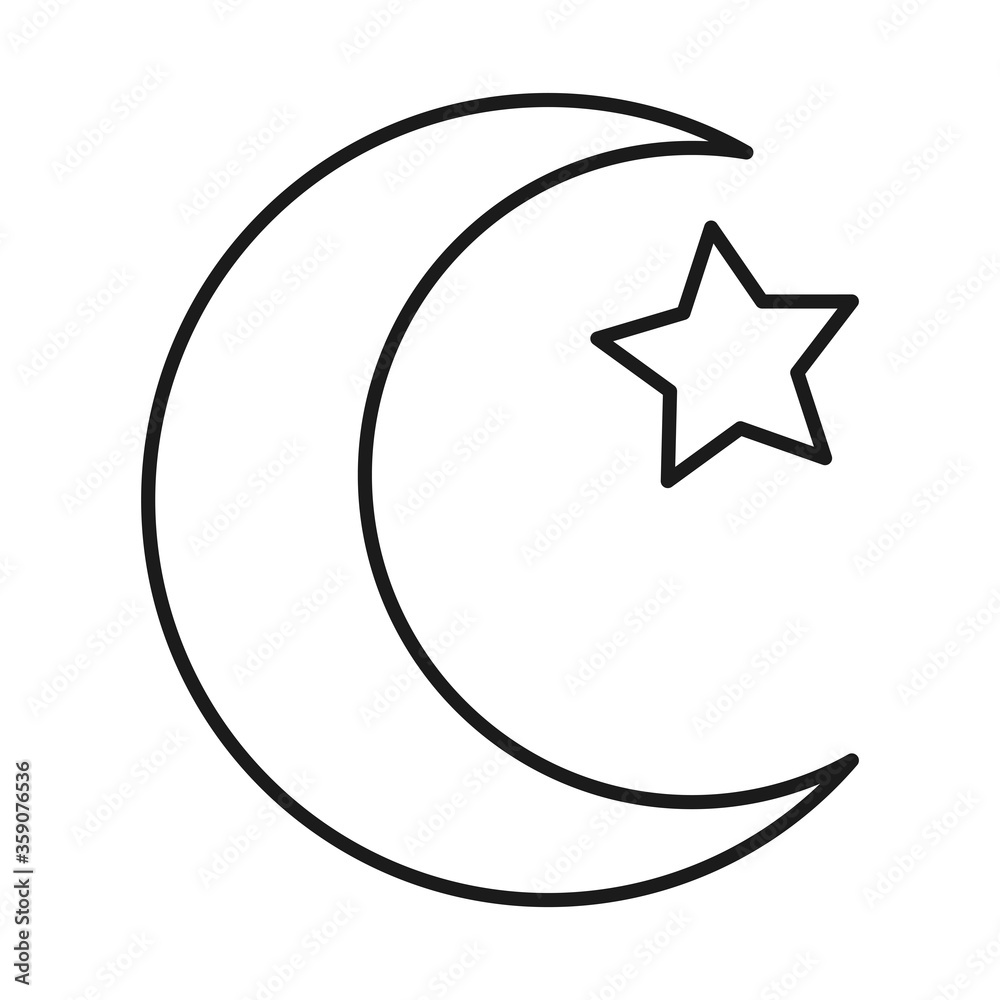 Indian moon with star line style icon vector design Indian moon with star line style icon vector design