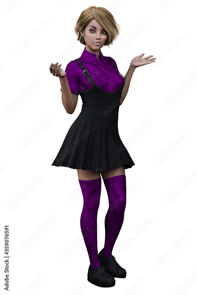 Urban Fantasy POC Teen on Isolated White Background, 3D Rendering, 3D illustration Urban Fantasy POC Teen on Isolated White Background, 3D Rendering, 3D illustration