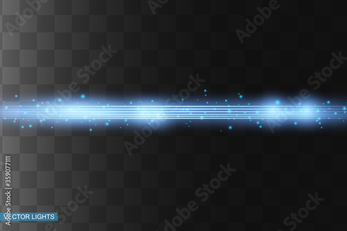 Abstract blue laser beam. Transparent isolated on black background. Vector illustration.the lighting effect.floodlight directional