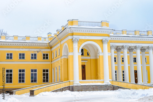 It's Alexander Palace, a former imperial residence at Tsarskoye Selo, St Petersburg. It was a favourite residence of the last Russian Emperor, Nicholas II, and his family