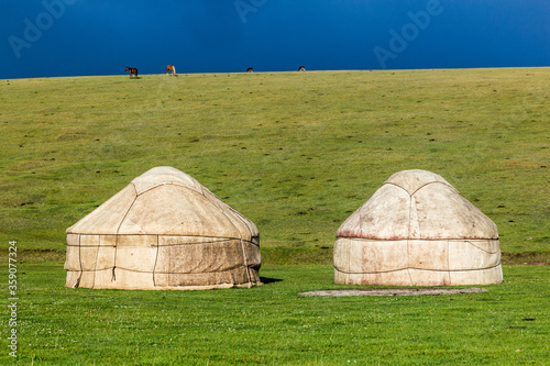 Yurts near Song Kul lake, Kyrgyzstan