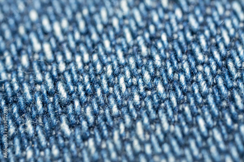 Ultra macro closeup of denim fabric