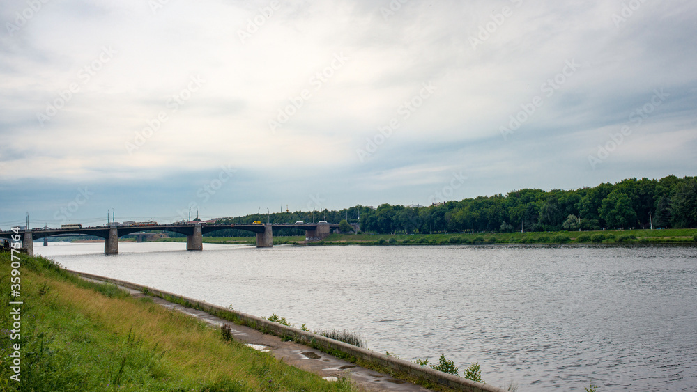 It's River Volga and the panorama of Tver, Russia