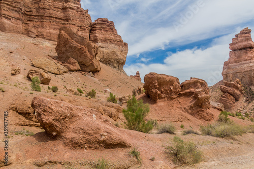 Walls of Charyn Canyon in Kazakhstan