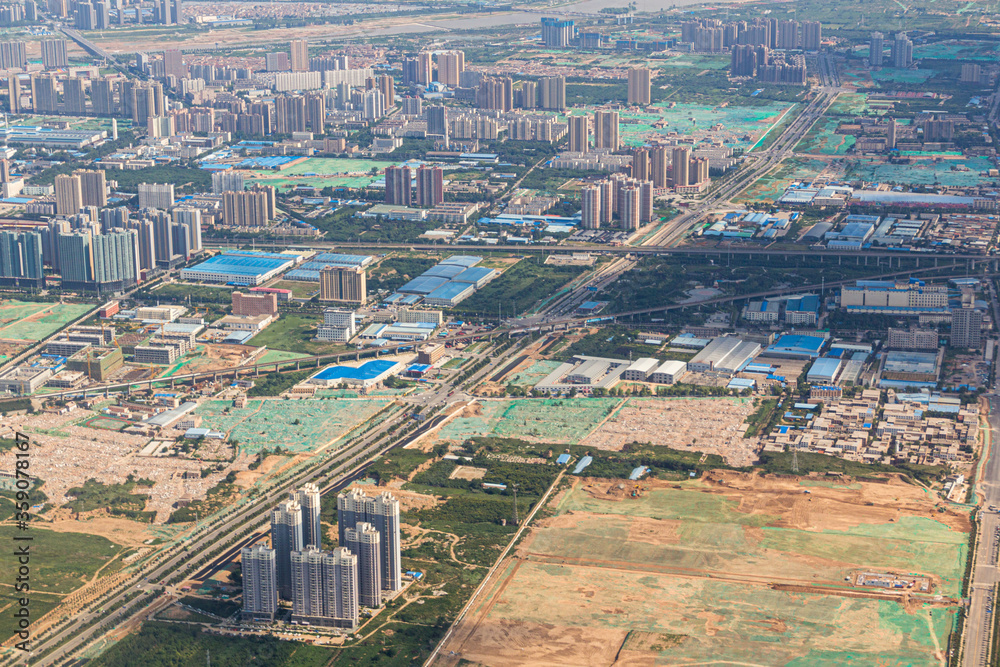 Aerial view of Xianyang, city west of Xi'an, China