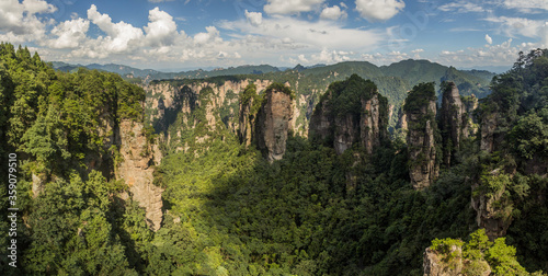 Rocky pinnacles in Zhangjiajie National Forest Park in Hunan province, China photo