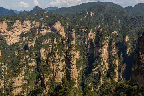 Rocky pillars in Zhangjiajie National Forest Park in Hunan province, China © Matyas Rehak