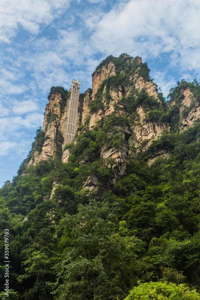 Bailong (Hundred Dragons) Elevator in Zhangjiajie National Forest Park in Hunan province, China