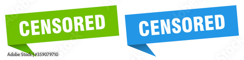 censored banner. censored speech bubble label set. censored sign