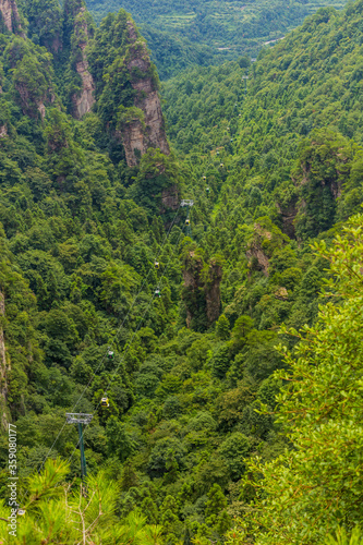 Yangjiajie cable car in Wulingyuan Scenic and Historic Interest Area in Zhangjiajie National Forest Park in Hunan province, China photo