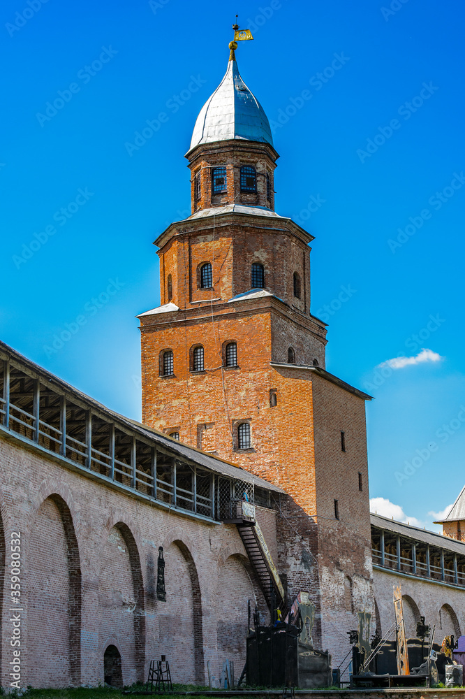 It's Tower of the Novgorod Kremlin, Historic Monuments of Novgorod and Surroundings, UNESCO World Heritage Site, Novgorod, Russia