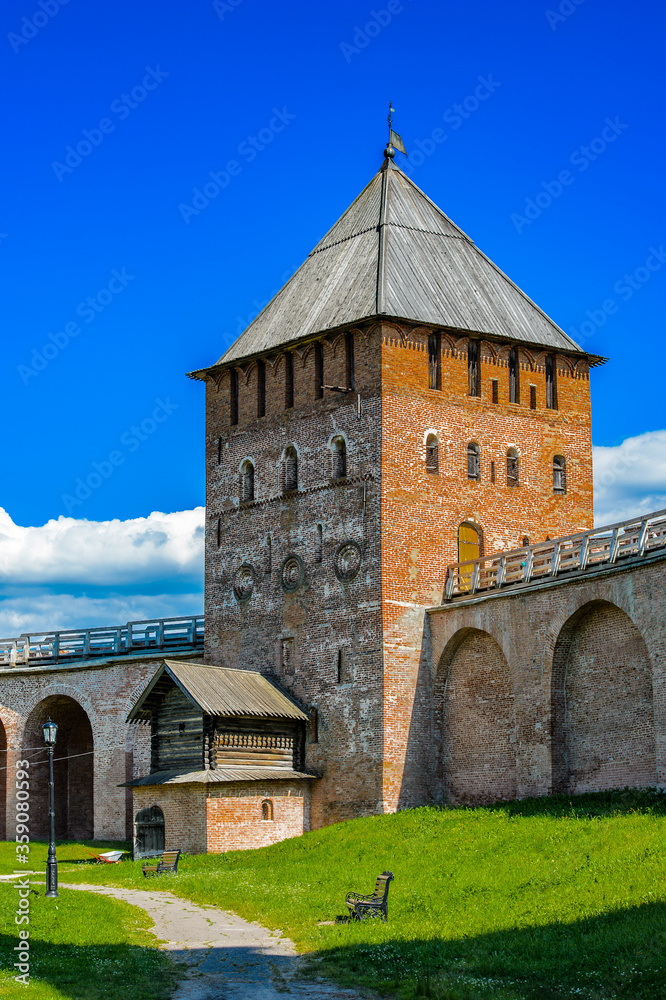 It's Tower of the Novgorod Kremlin, Historic Monuments of Novgorod and Surroundings, UNESCO World Heritage Site, Novgorod, Russia It's Tower of the Novgorod Kremlin, Historic Monuments of Novgorod and Surroundings, UNESCO World Heritage Site, Novgorod, Russia