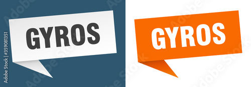 gyros banner. gyros speech bubble label set. gyros sign