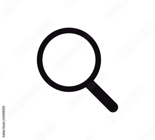 Search Icon, magnifying glass vector, lens cristal, isolated on white