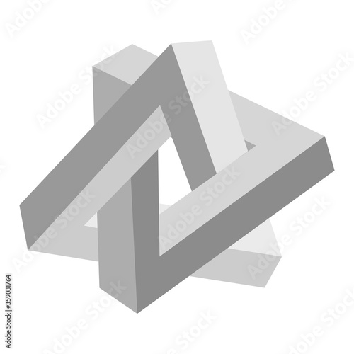Double Penrose Triangle background. Optical illusion triangle sign penrose