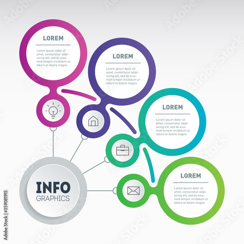 Business presentation or info graphics concept with four steps. Sales funnel. Infographic of technology or education process with 4 options. Segmented report.