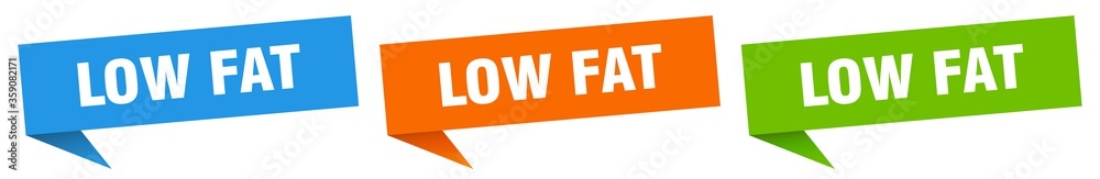 low fat banner. low fat speech bubble label set. low fat sign low fat banner. low fat speech bubble label set. low fat sign