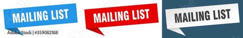 mailing list banner. mailing list speech bubble label set. mailing list sign
