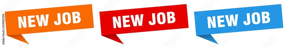 new job banner. new job speech bubble label set. new job sign new job banner. new job speech bubble label set. new job sign