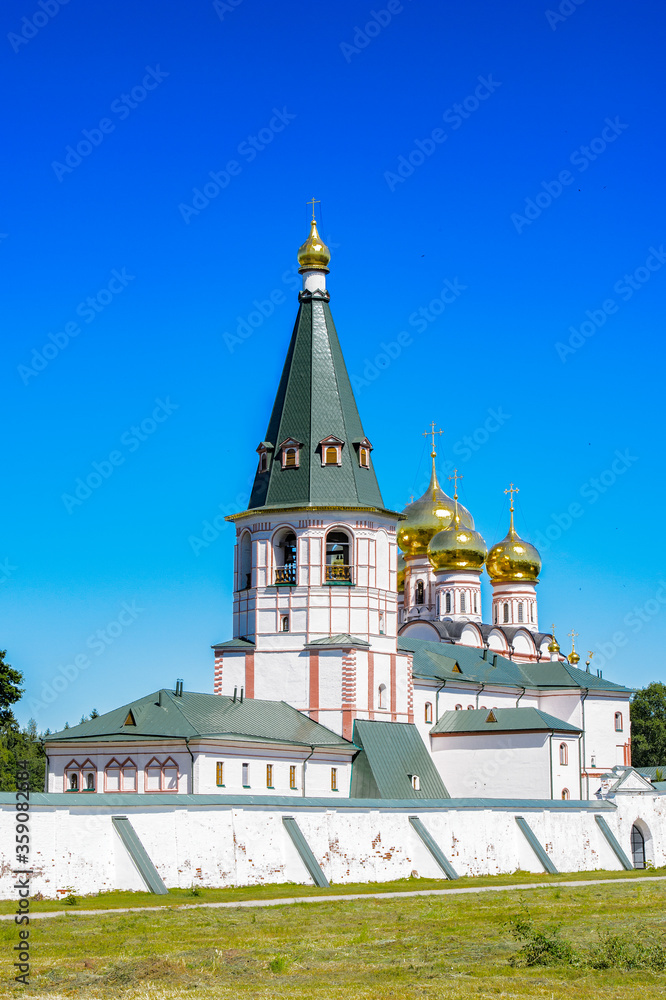 It's Valday Iversky Monastery, a Russian Orthodox monastery founded by Patriarch Nikon in 1653. Lake Valdayskoye in Valdaysky District of Novgorod Oblast, Russia,