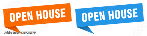 open house banner. open house speech bubble label set. open house sign