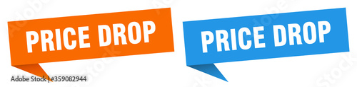 price drop banner. price drop speech bubble label set. price drop sign
