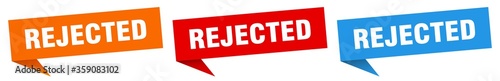 rejected banner. rejected speech bubble label set. rejected sign