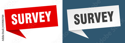 survey banner. survey speech bubble label set. survey sign