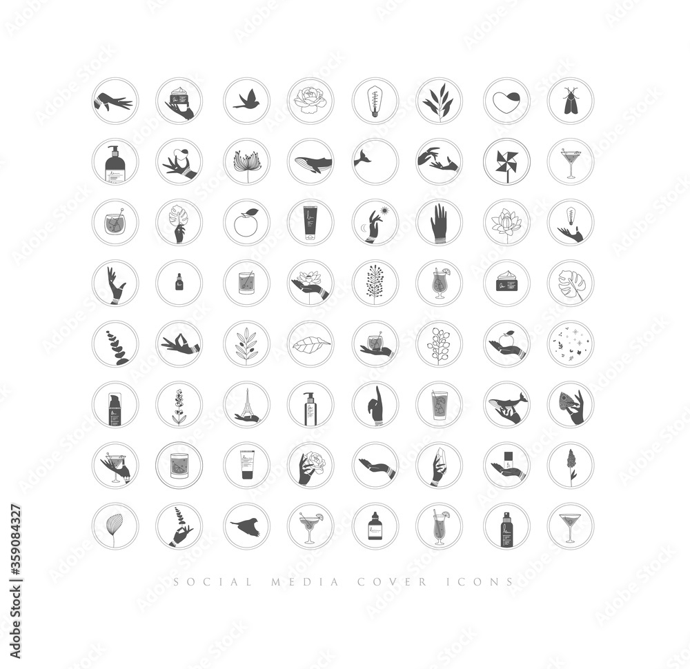 Hands and cosmetics social media cover icons Hands and cosmetics social media cover icons