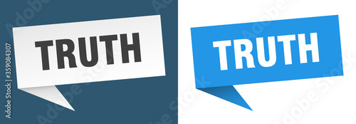 truth banner. truth speech bubble label set. truth sign