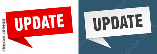 update banner. update speech bubble label set. update sign
