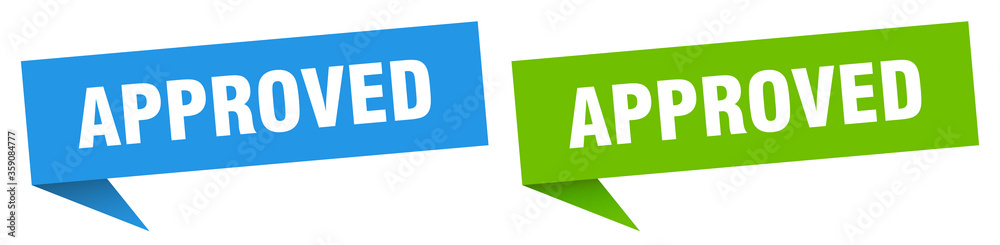 approved banner. approved speech bubble label set. approved sign approved banner. approved speech bubble label set. approved sign