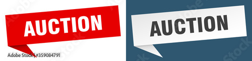 auction banner. auction speech bubble label set. auction sign
