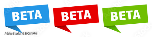 beta banner. beta speech bubble label set. beta sign