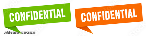 confidential banner. confidential speech bubble label set. confidential sign