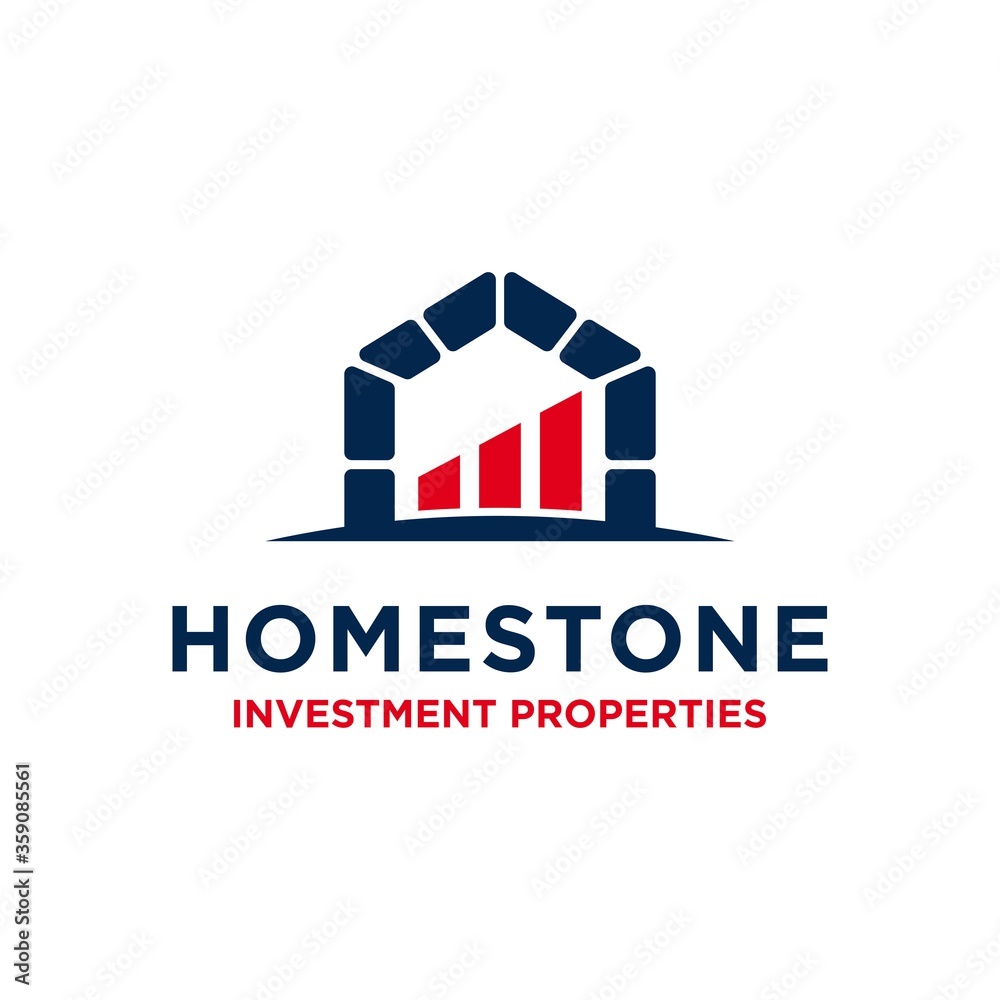 Home Stone logo design. House and stone logo combination.