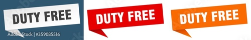 duty free banner. duty free speech bubble label set. duty free sign