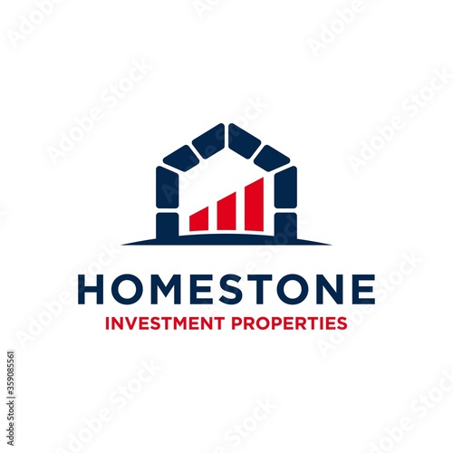 Home Stone logo design. House and stone logo combination.