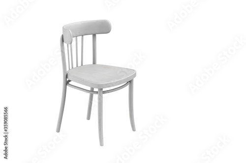 Old white Viennese chair on a white background