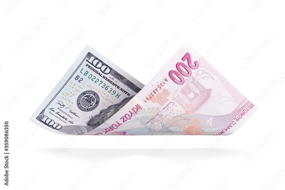 Currency Conversion, U.S. one hundred dollar to the Turkish two hundred lira Currency Conversion, U.S. one hundred dollar to the Turkish two hundred lira