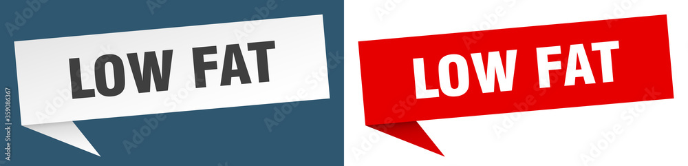 low fat banner. low fat speech bubble label set. low fat sign low fat banner. low fat speech bubble label set. low fat sign