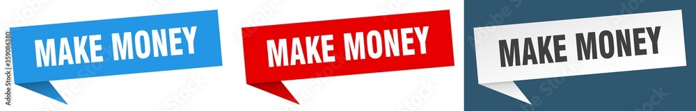 make money banner. make money speech bubble label set. make money sign
