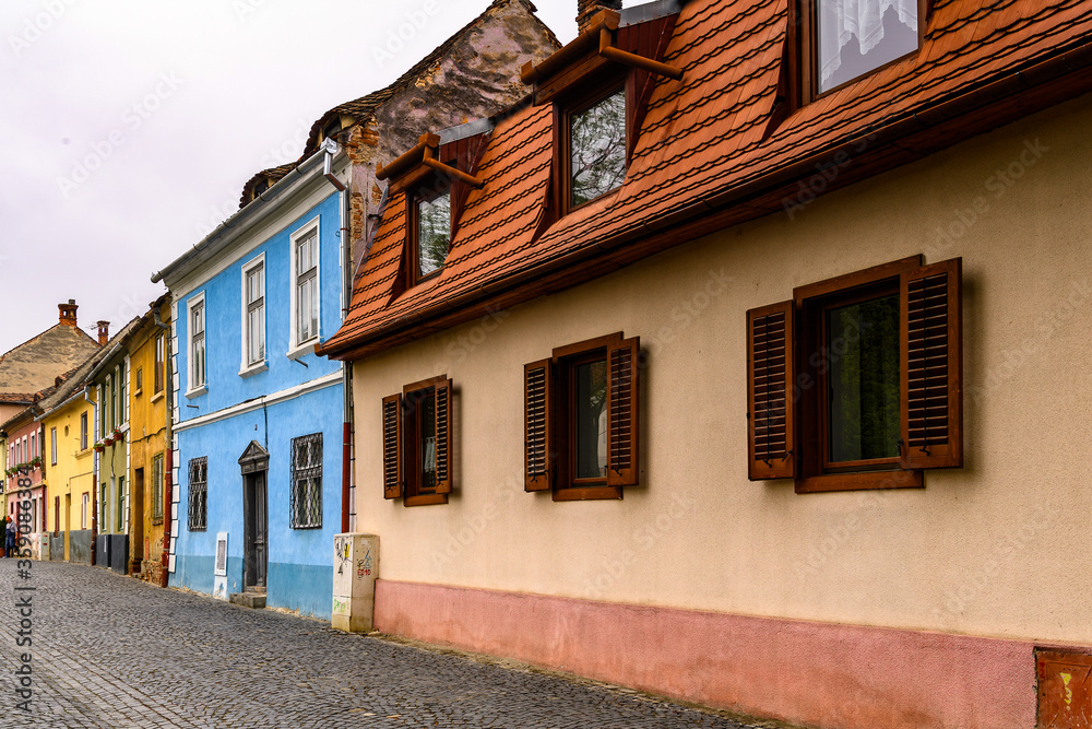 Colorful architecture of the old town of Sibiu, one of the most important cultural centres of Romania